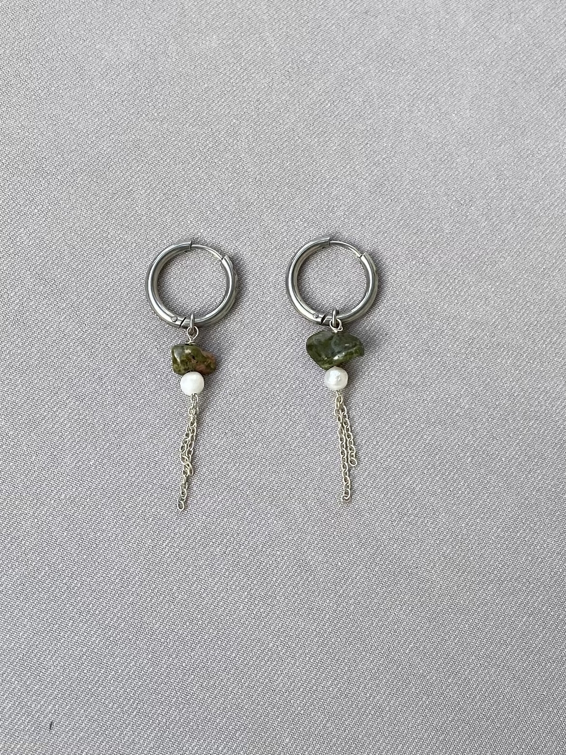 עגילי ג’ייד פנינה כסף