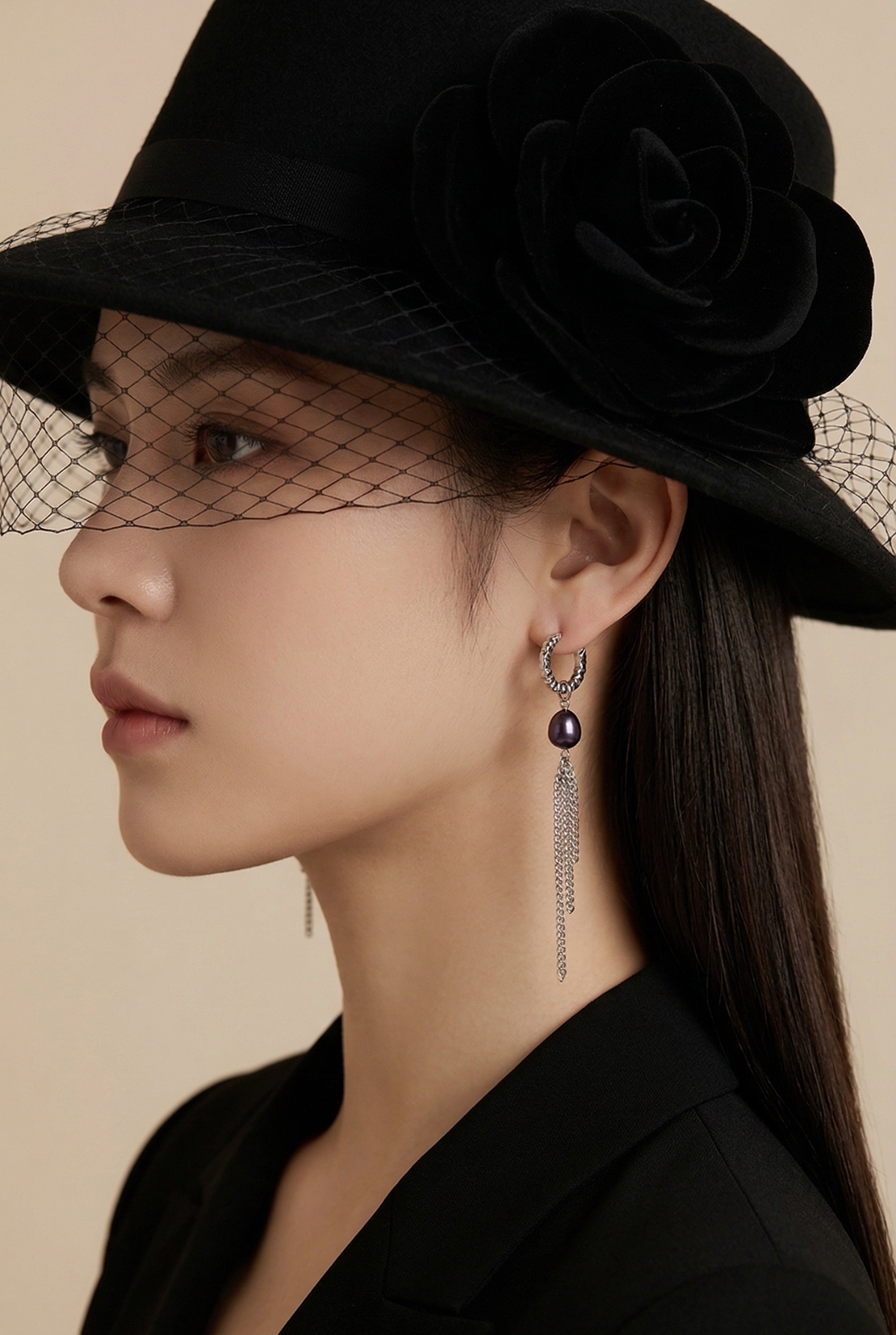 עגילים Midnight Pearl