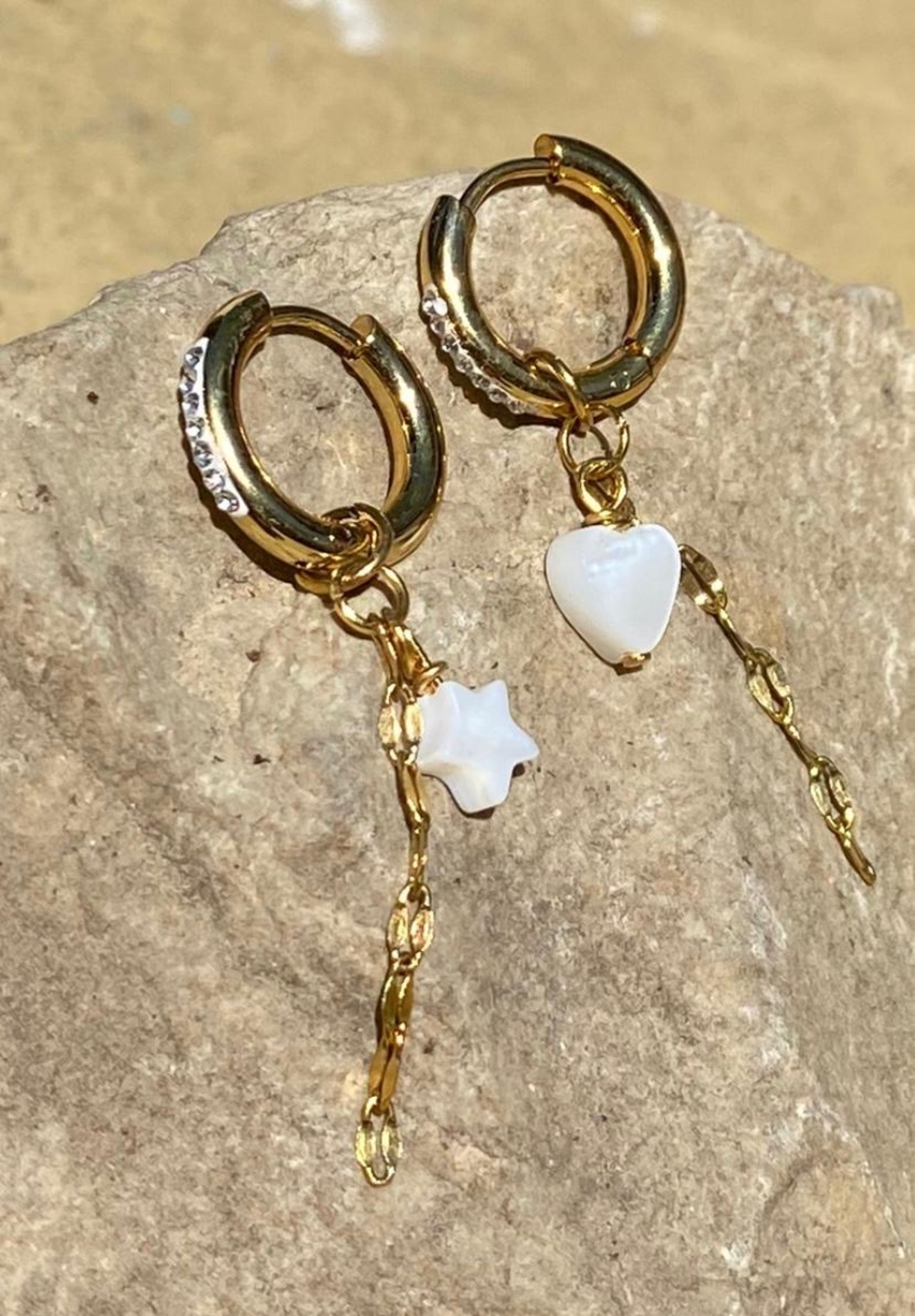 עגילים לב וכוכב