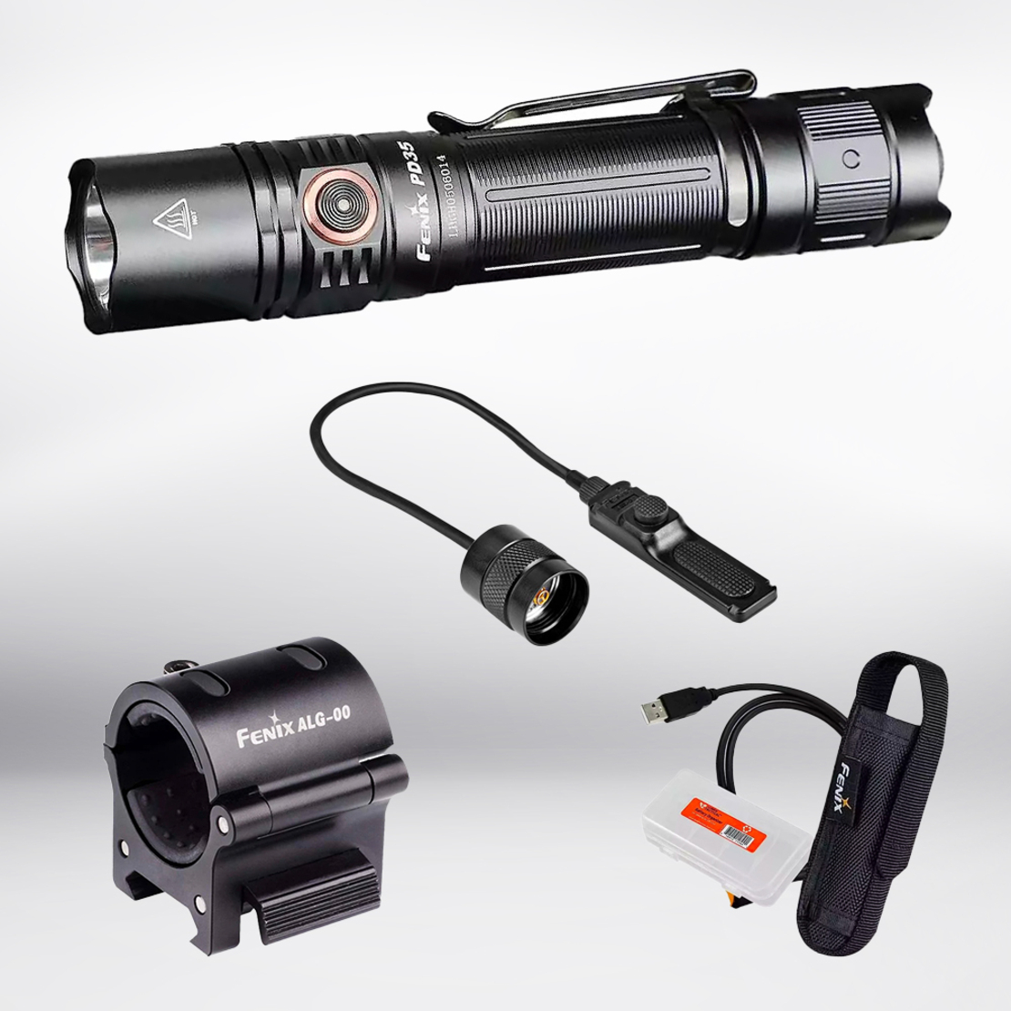 מארז פנס נטען 1700 לומנס PD35 + מתאם לפנס + PTT