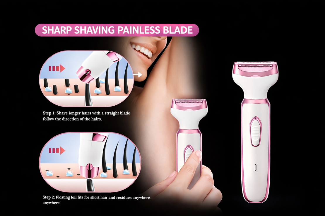 מכונת גילוח לנשים 4-ב-1 בעיצוב אלגנטי,