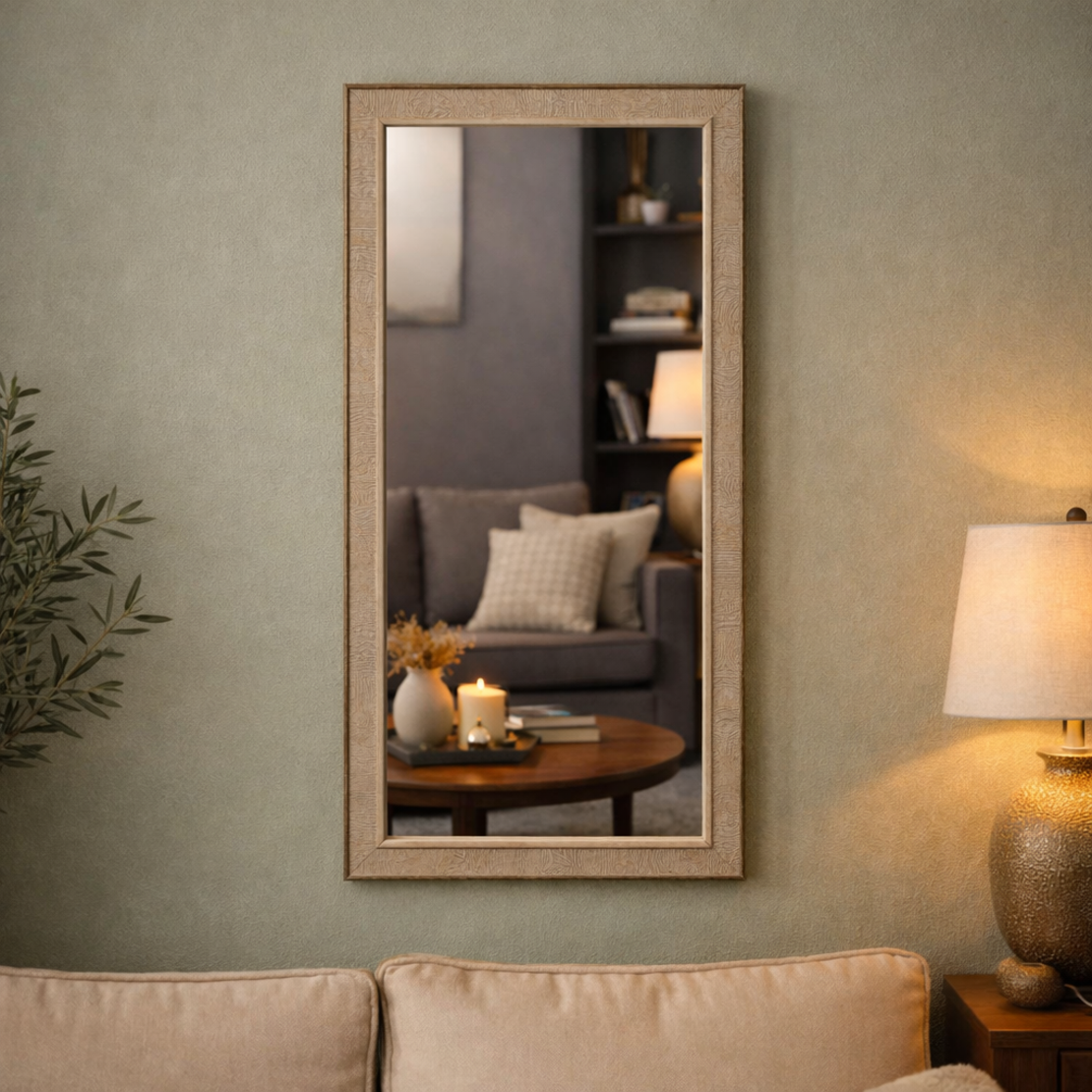 מראה וינטג' בעיצוב אפור-חום