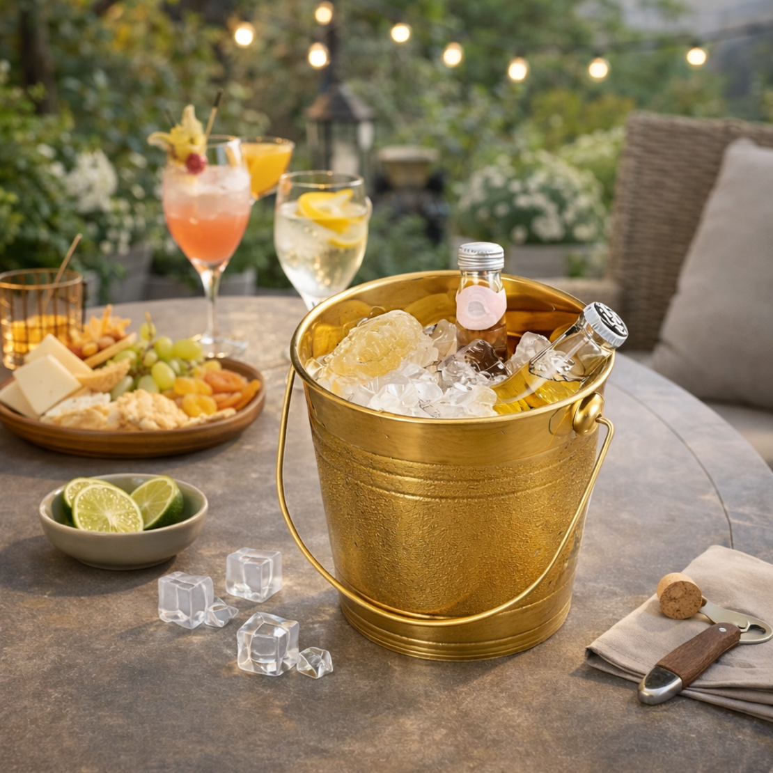 דלי לקרח 2 ליטר קומפקטי זהב לאירוח.