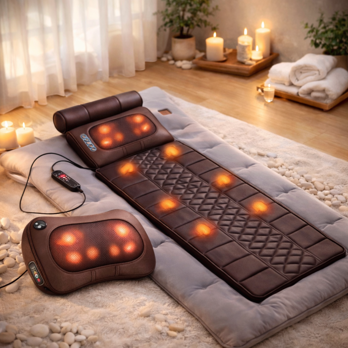 מזרון חשמלי מסאז' מפנק + כרית מסאז' שיאצו חשמלי