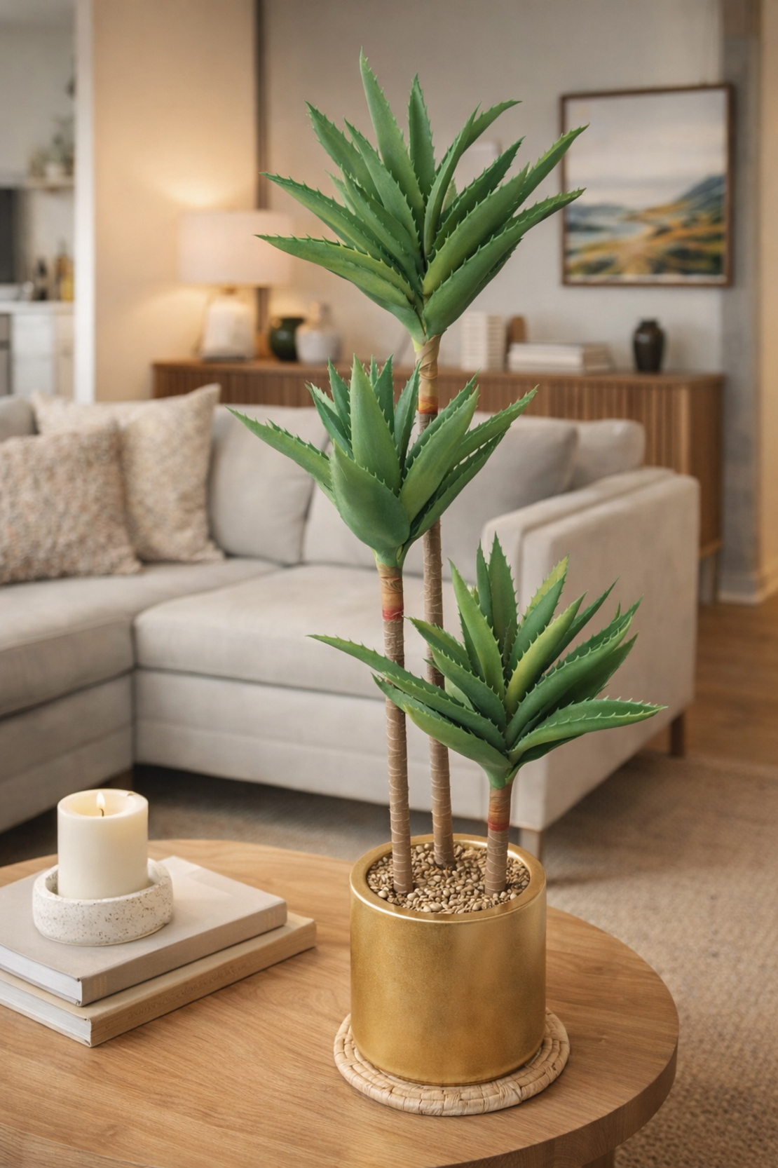 עציץ מלאכותי יוקרתי בגימור זהב