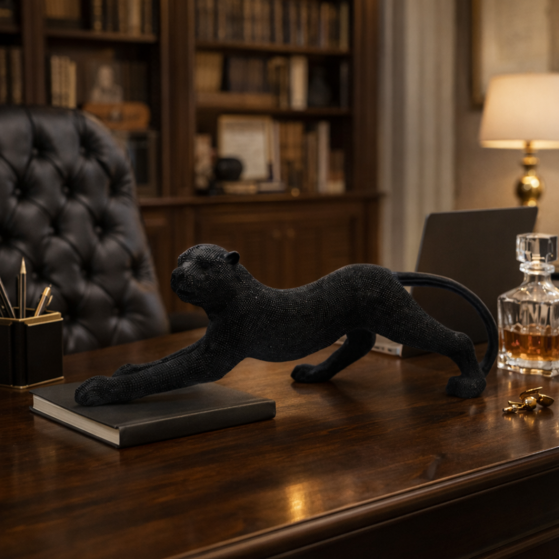 פסל נמר שחור יוקרתי לעיצוב הבית והמשרד