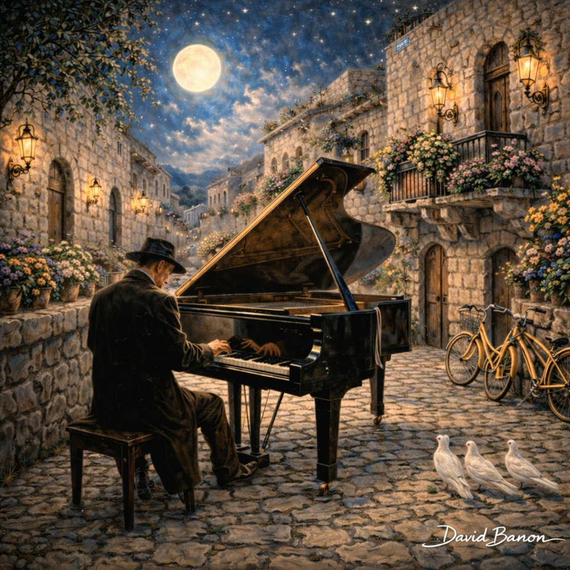 תמונת קנבס אומנותית ליל פסנתר