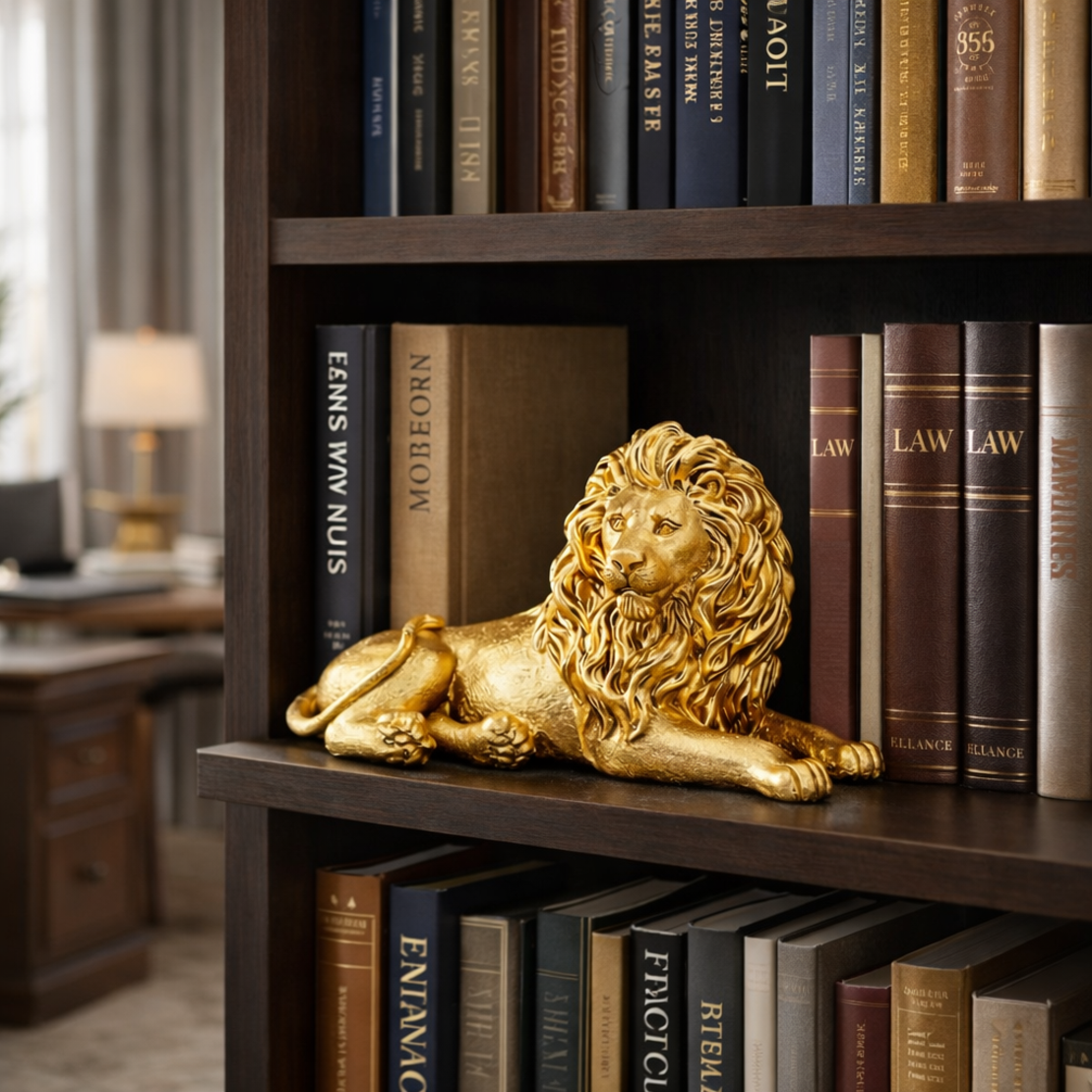 פסל נוי אריה זהב קטן לבית ולמשרד