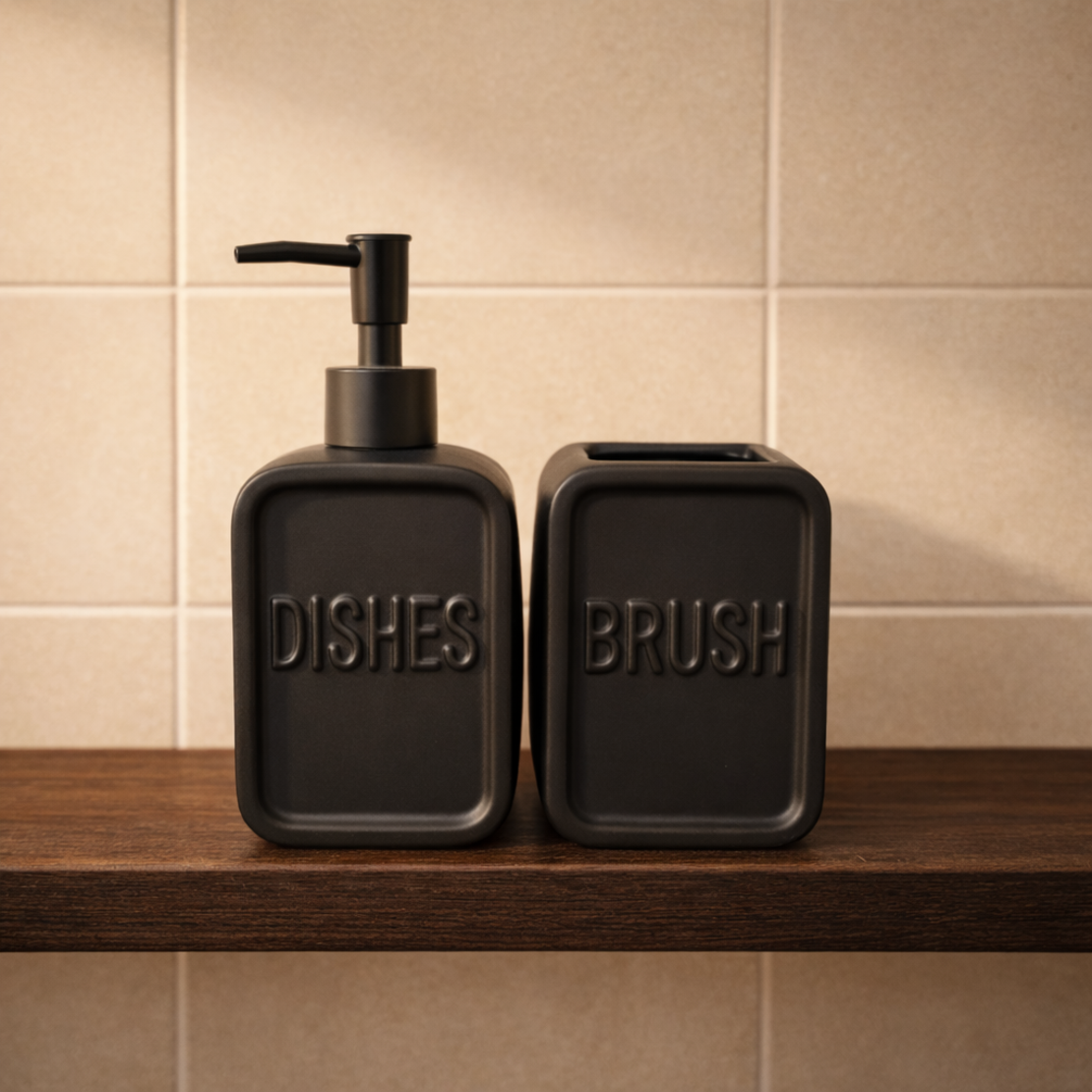 סט שחור מט יוקרתי לאמבטיה