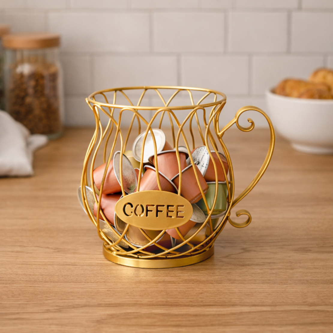 מתקן קפסולות קפה זהב יוקרתי למטבח