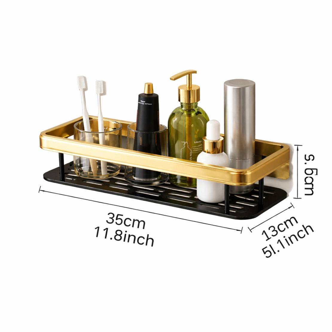 מדף קיר מתכת 30 ס''מ זהב ושחור