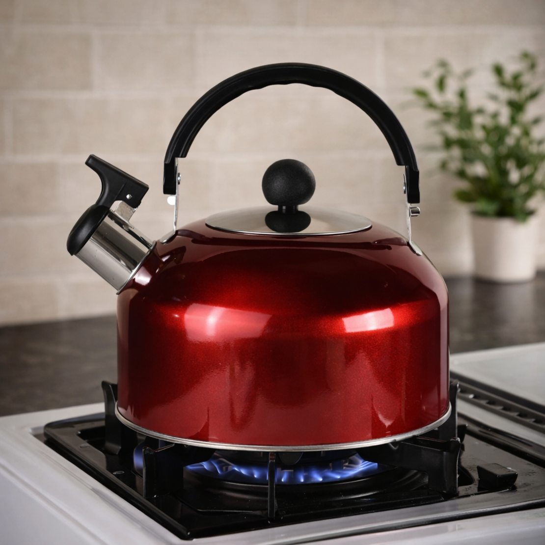 קומקום שורק קומפקטי מנירוסטה בצבע אדום