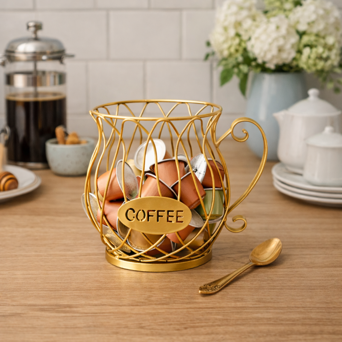 מתקן קפסולות קפה זהב יוקרתי למטבח