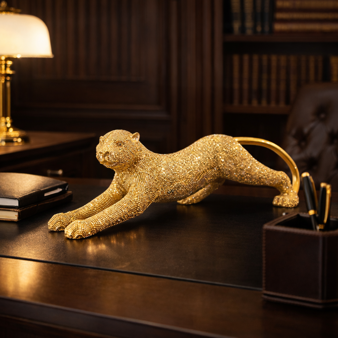 פסל נמר זהב יוקרתי לעיצוב הבית