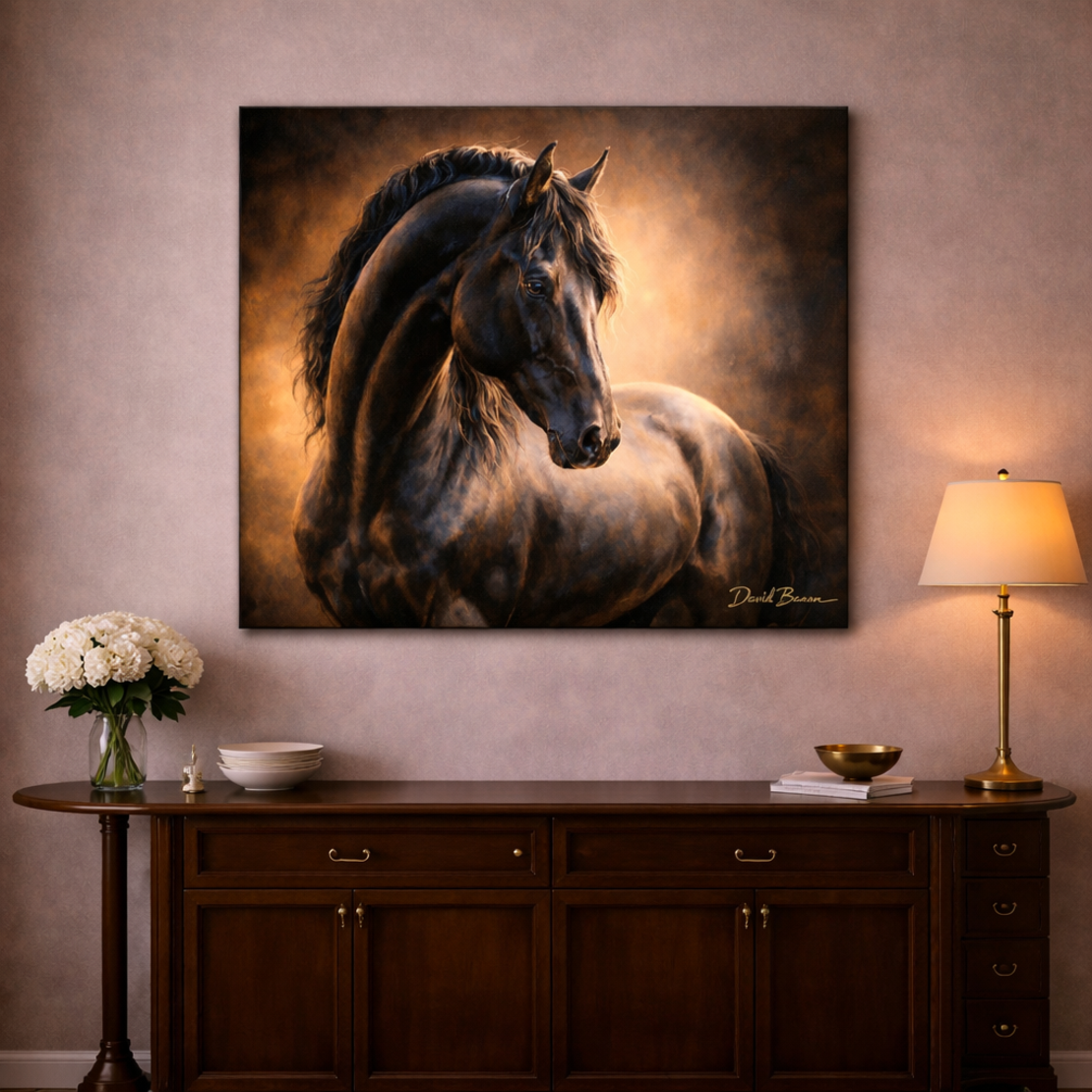 תמונת קנבס אומנותית סוס שחור