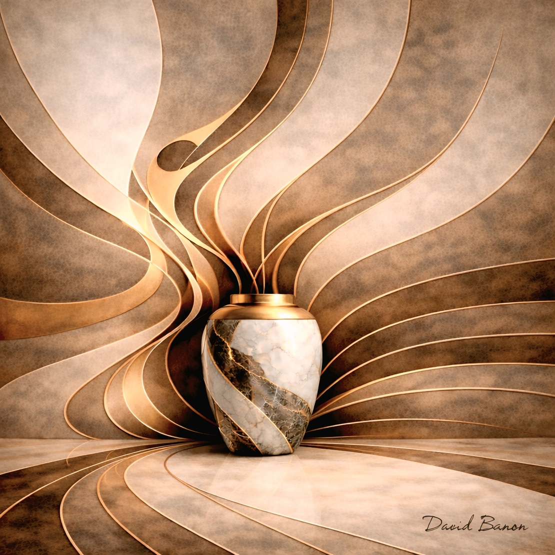 תמונת קנבס לסלון גלי זהב יצירה מקורית מאת דוד בנון