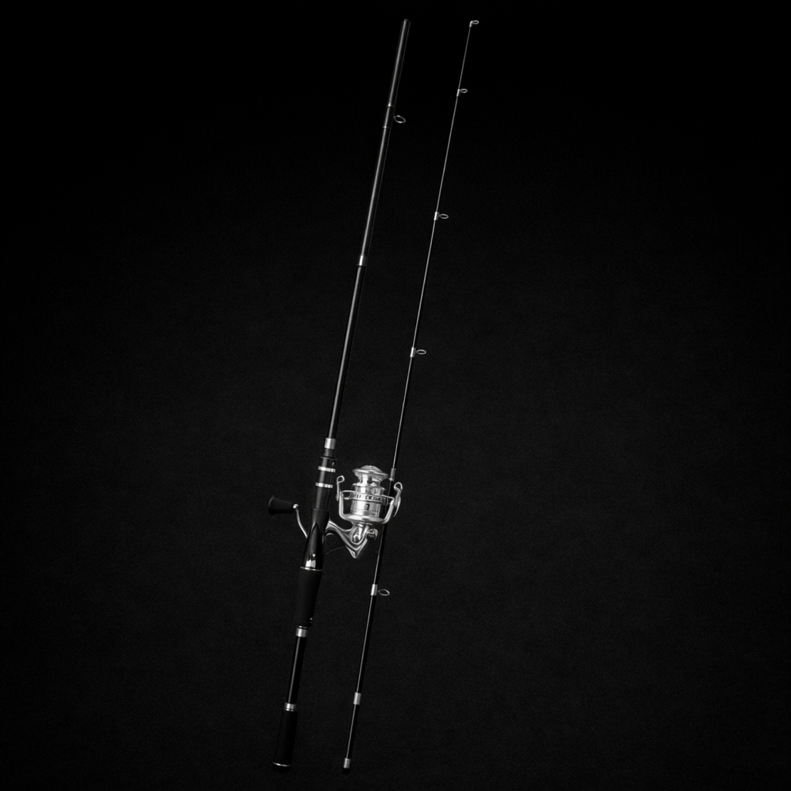 חכה רולר ז׳ירז׳ור שחור שתי חלקים – כולל רולר וחוט