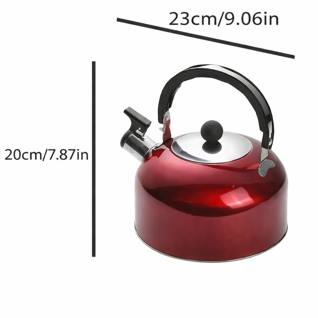 קומקום שורק קומפקטי מנירוסטה בצבע אדום