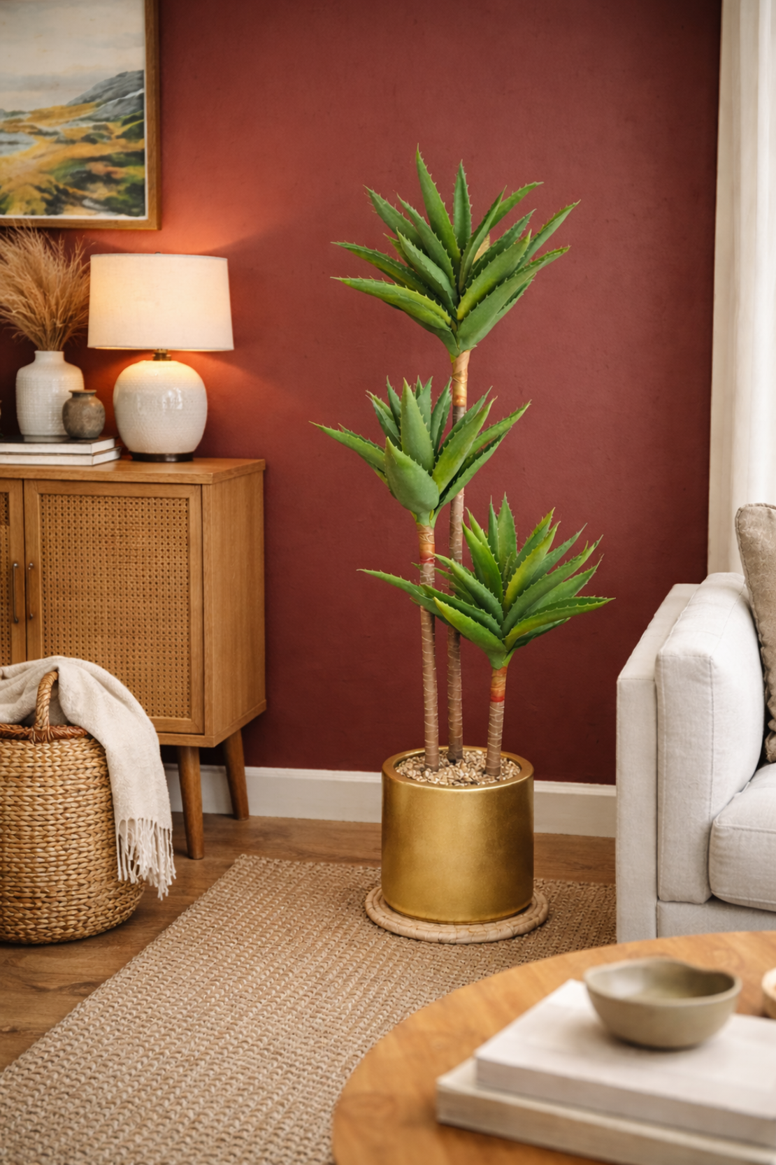 עציץ מלאכותי יוקרתי בגימור זהב