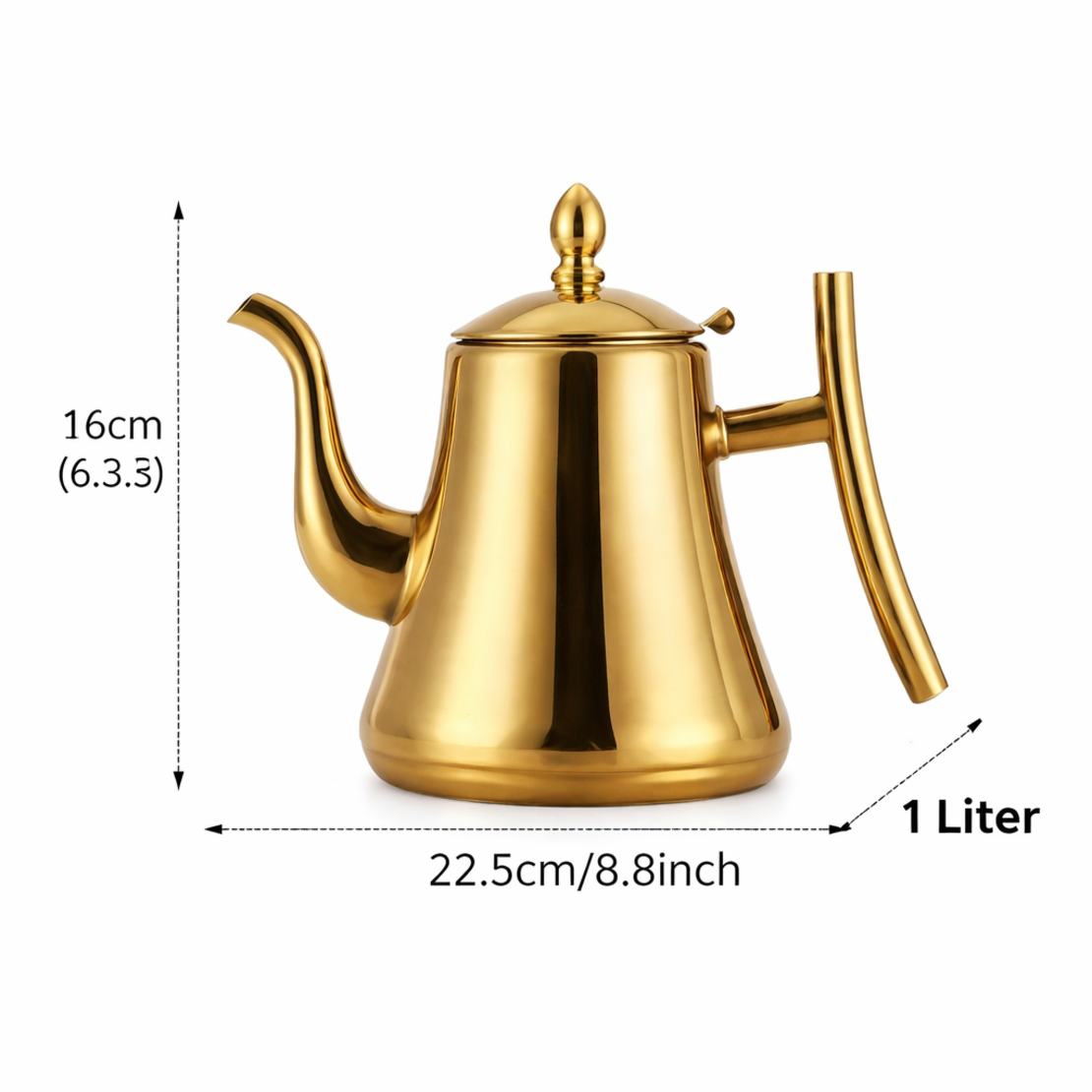 קומקום נירוסטה יוקרתי קומפקטי בגימור מוזהב