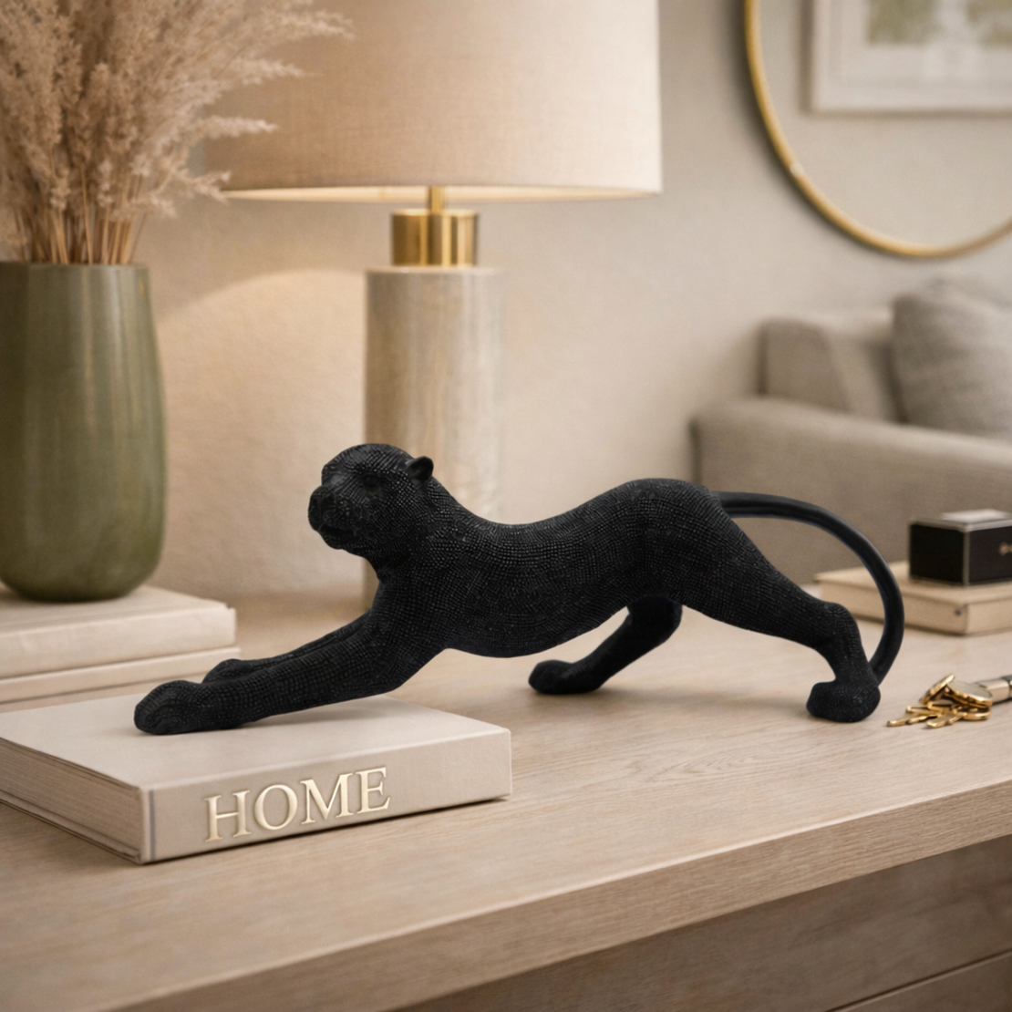 פסל נמר שחור יוקרתי לעיצוב הבית והמשרד