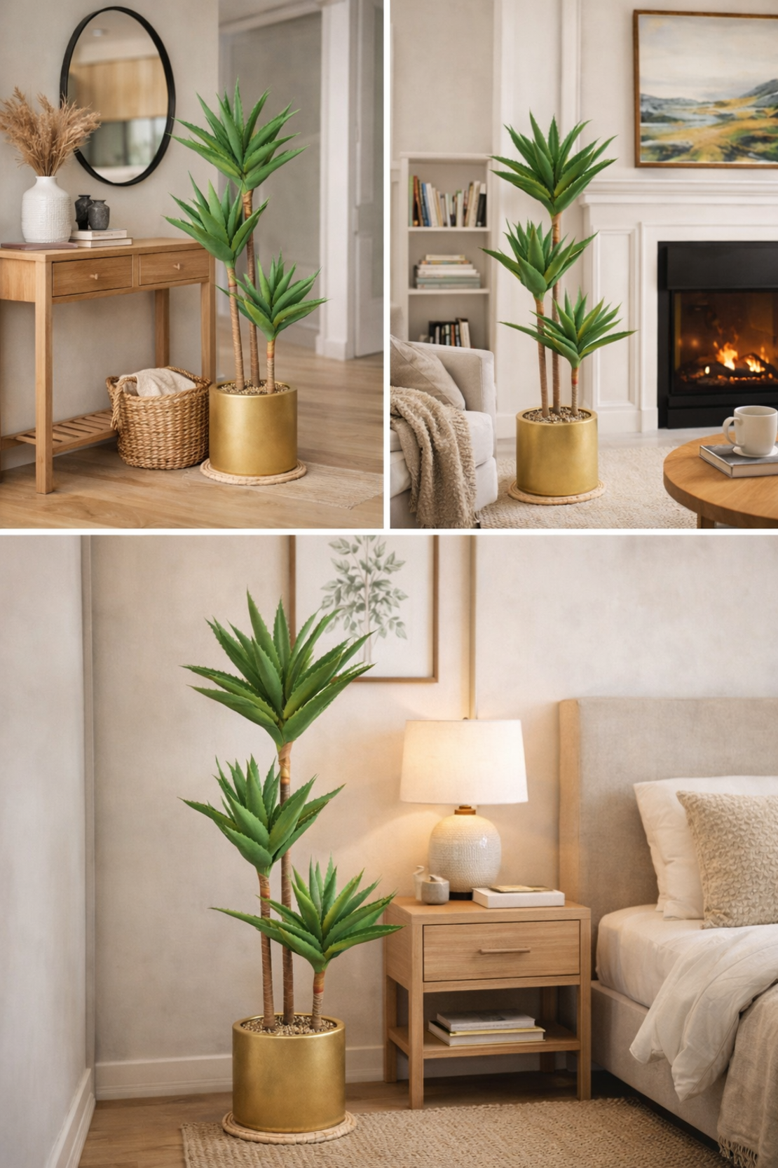 עציץ מלאכותי יוקרתי בגימור זהב