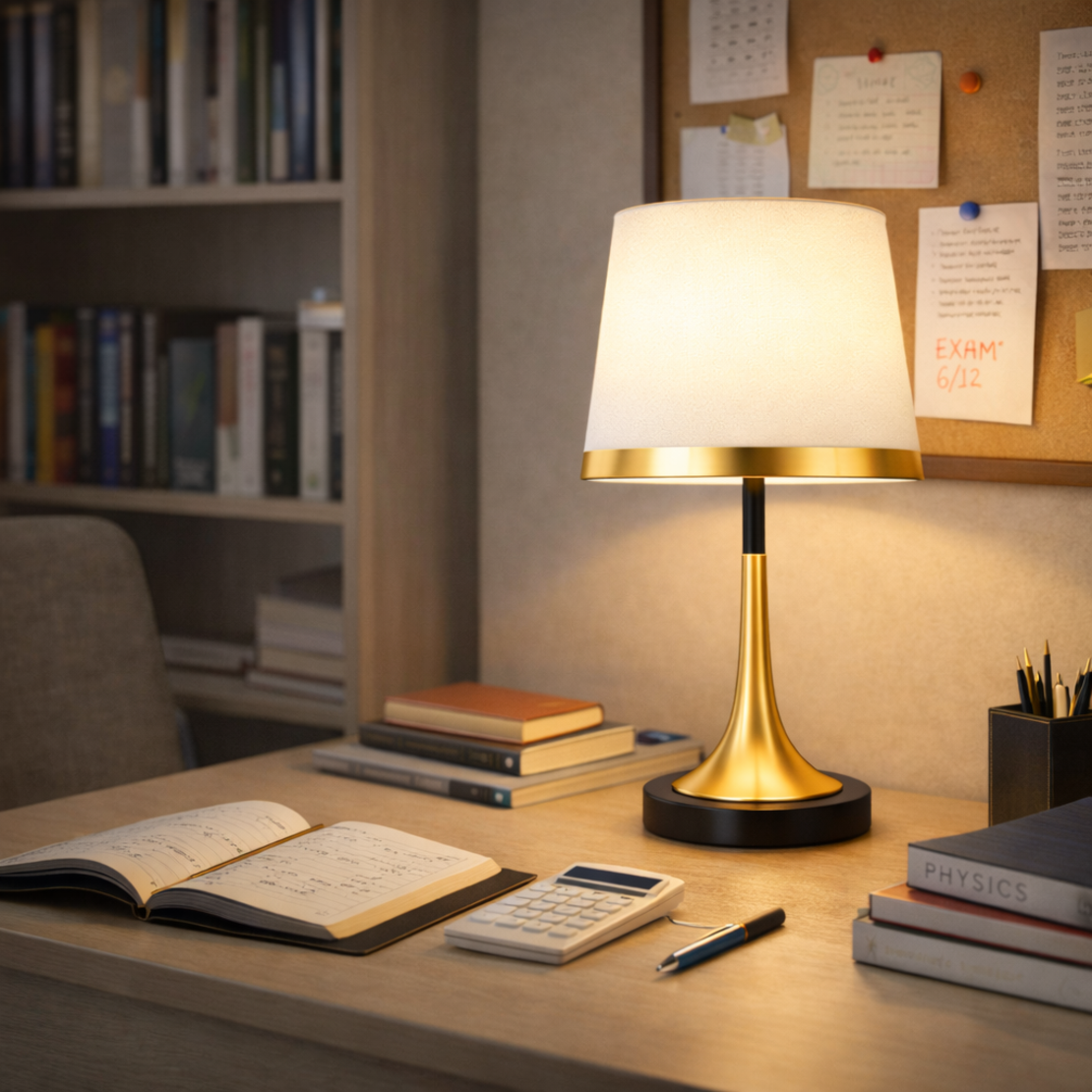 מנורת לילה שולחנית זהב לבן