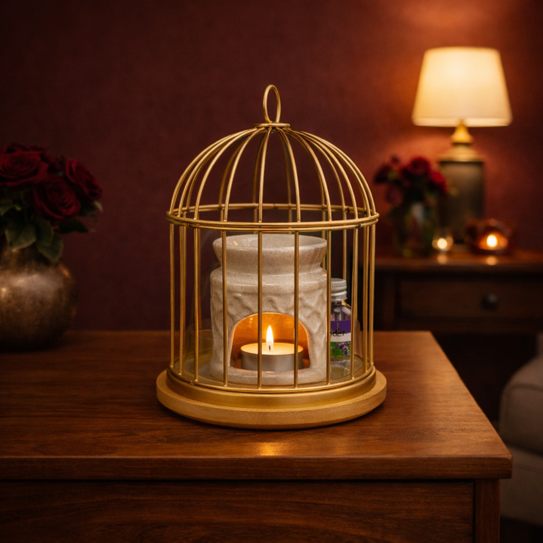 מתקן מפיץ ריח בכלוב זהב