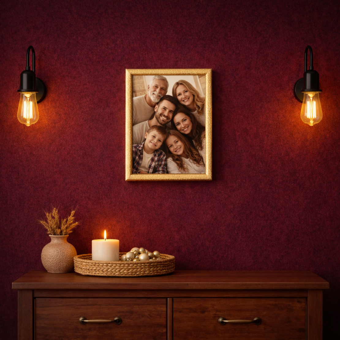 מסגרת תמונה זהב מעוצבת לקיר