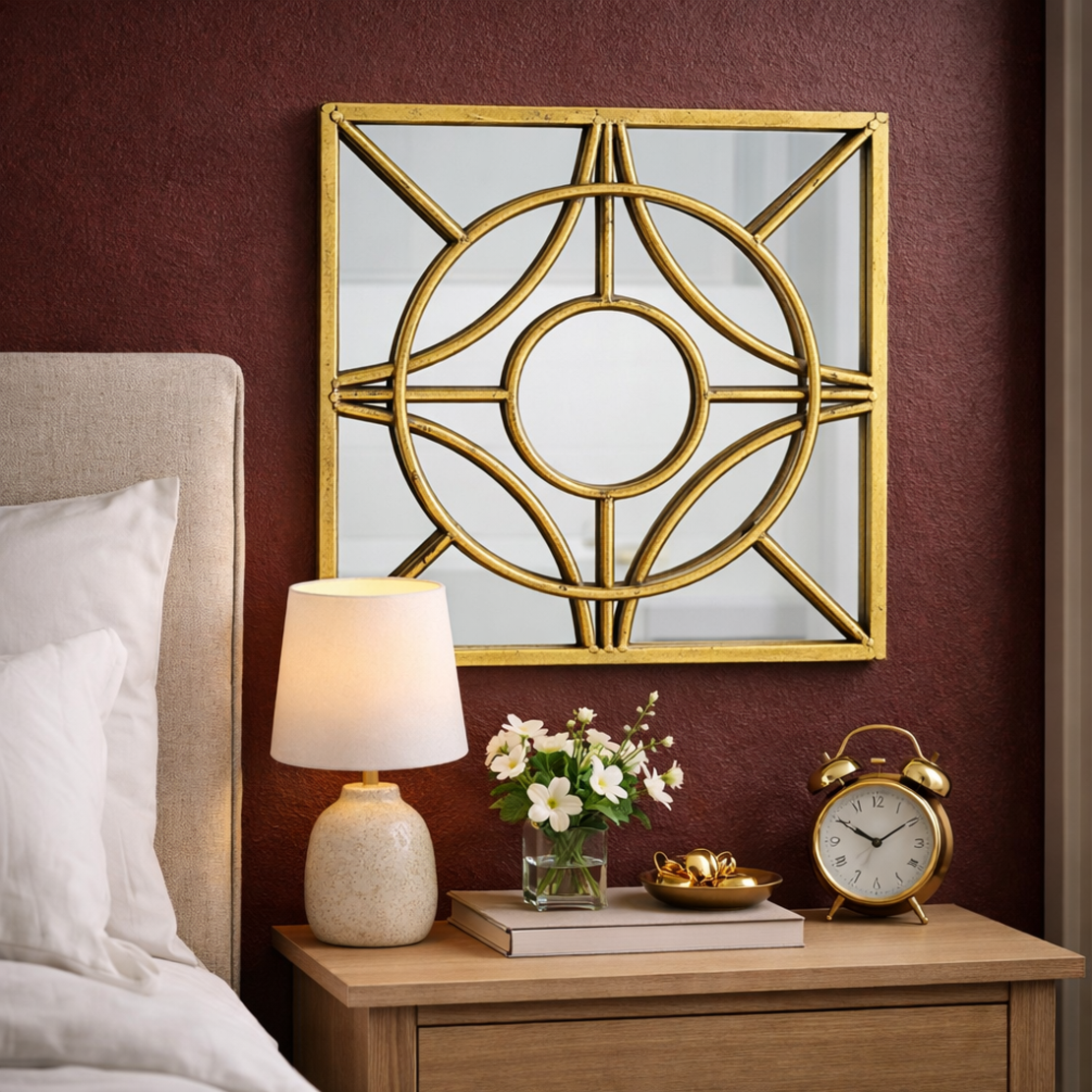 מראת קיר מתכת מוזהבת