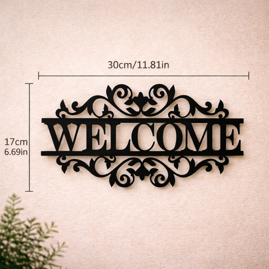 שלט כניסה WELCOME ממתכת דקה