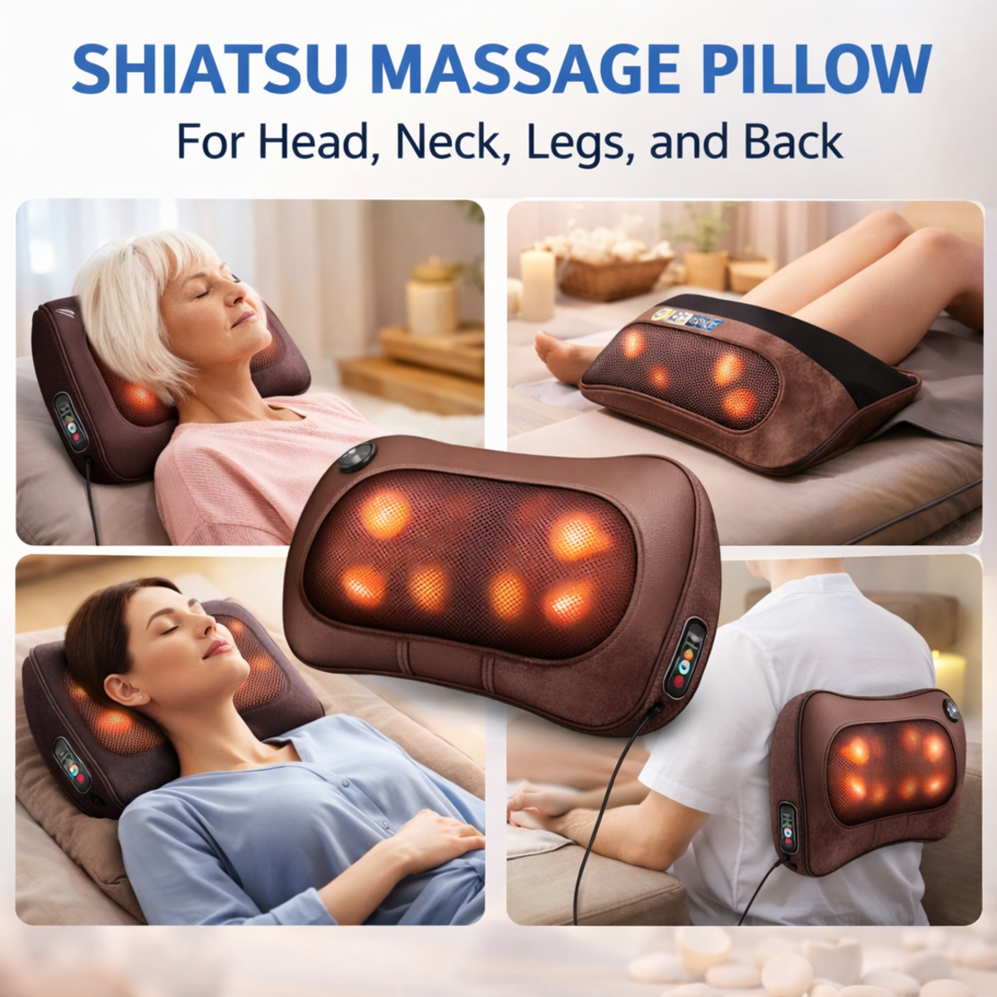 מזרון חשמלי מסאז' מפנק + כרית מסאז' שיאצו חשמלי