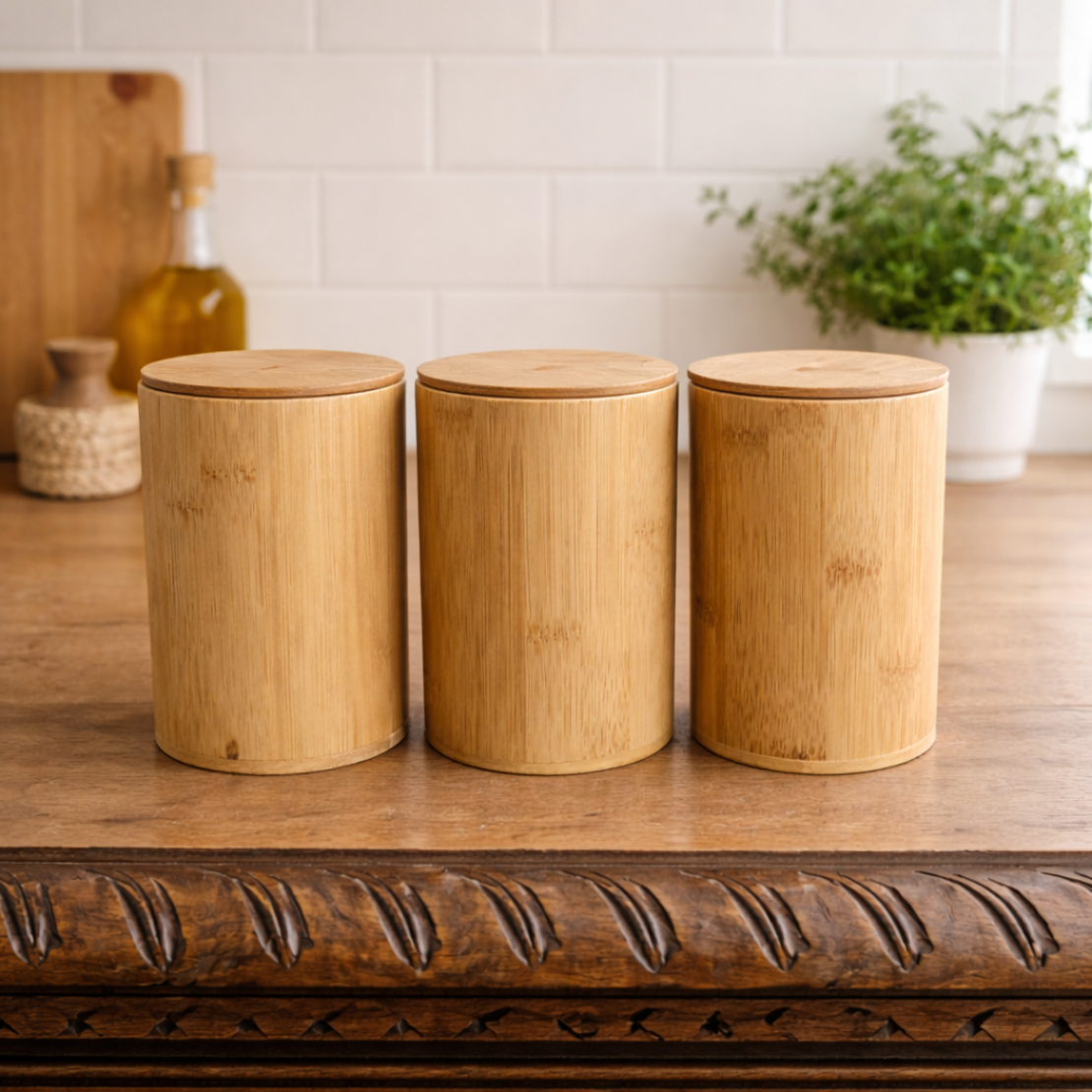 סט 3 קופסאות במבוק למטבח