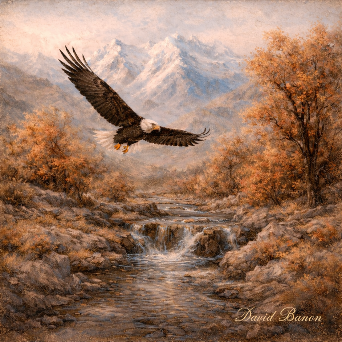 תמונת קנבס אומנותית בין נחל לשמים