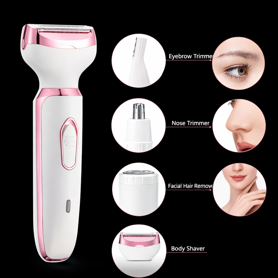 מכונת גילוח לנשים 4-ב-1 בעיצוב אלגנטי,