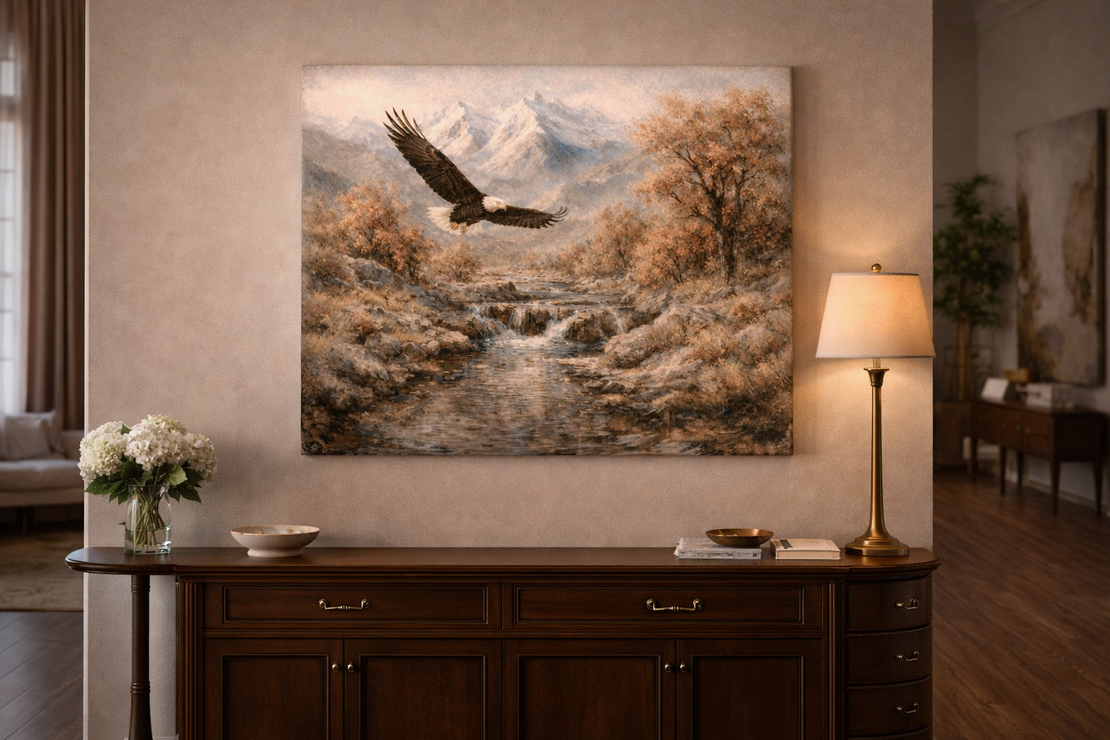 תמונת קנבס אומנותית בין נחל לשמים