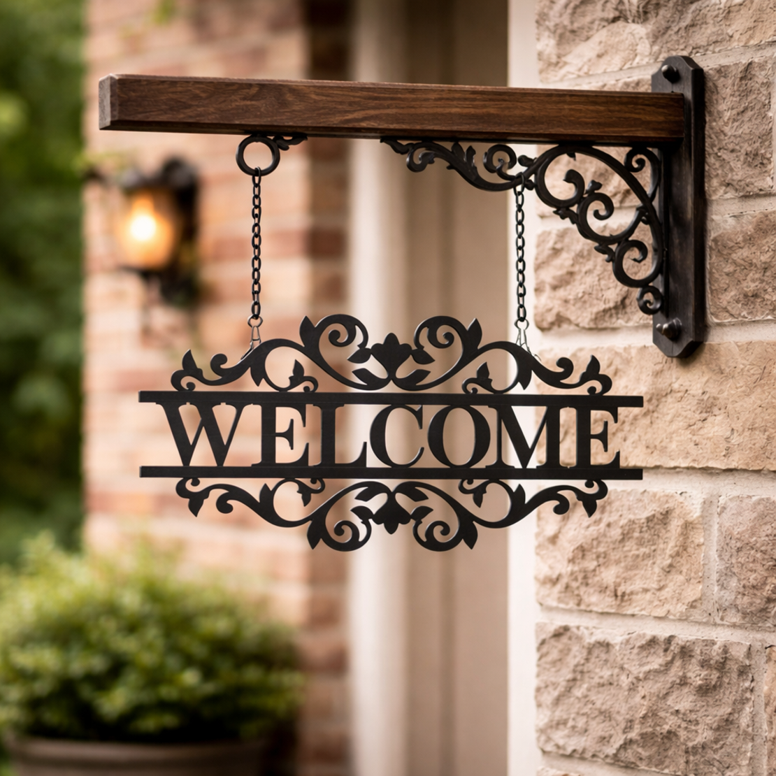 שלט כניסה WELCOME ממתכת דקה