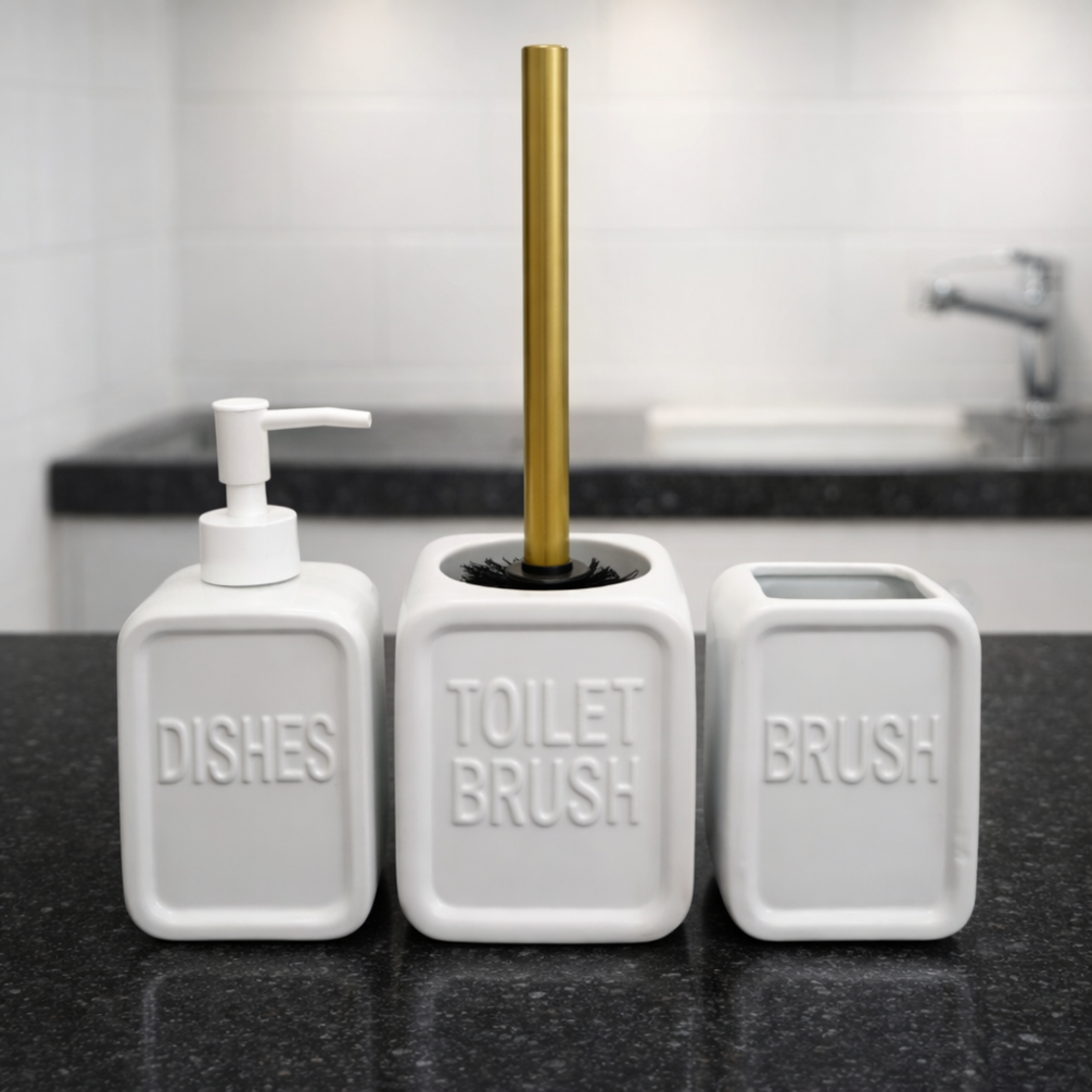 סט אמבטיה יוקרתי לבן