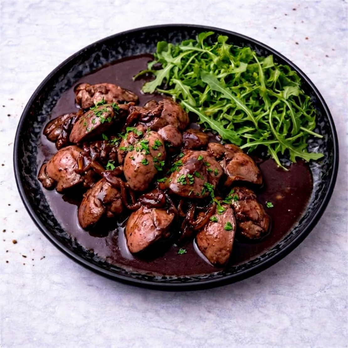 כבד עוף ברוטב יין - חצי ק