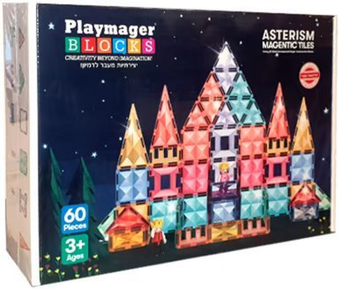 חלקי מגנט להרכבה בתלת מימד 60 חלקים Playmager - דגם יהלומים