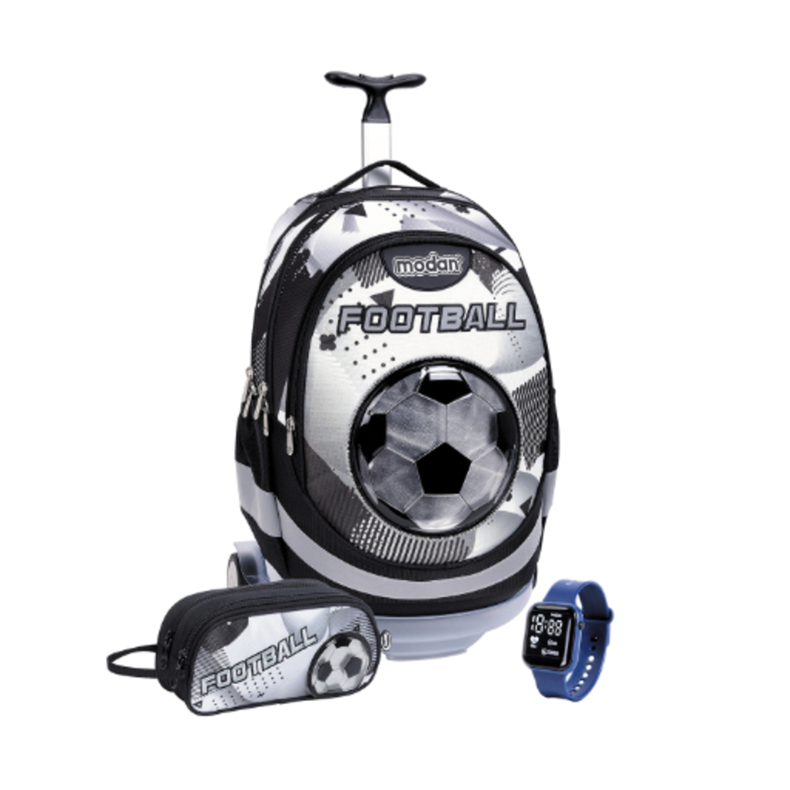 תיק טרולי + קלמר כדורגל כדור לבן מארז מתנה