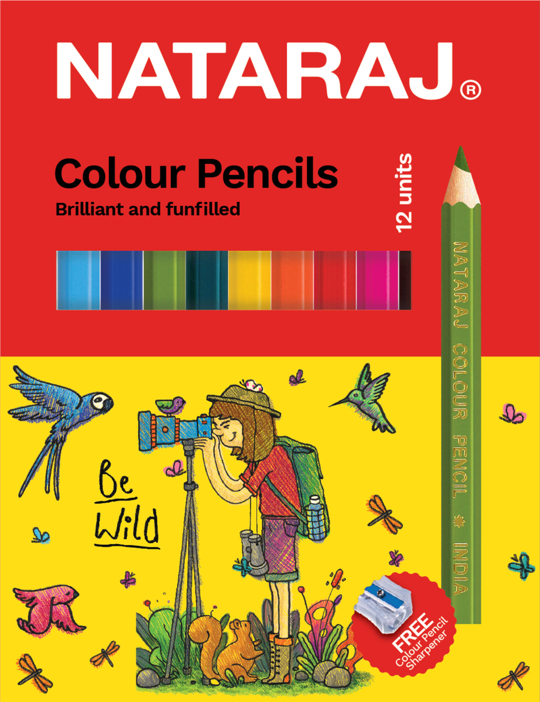 NATARAJ עפרונות צבעוניים 12 צבע קטנים