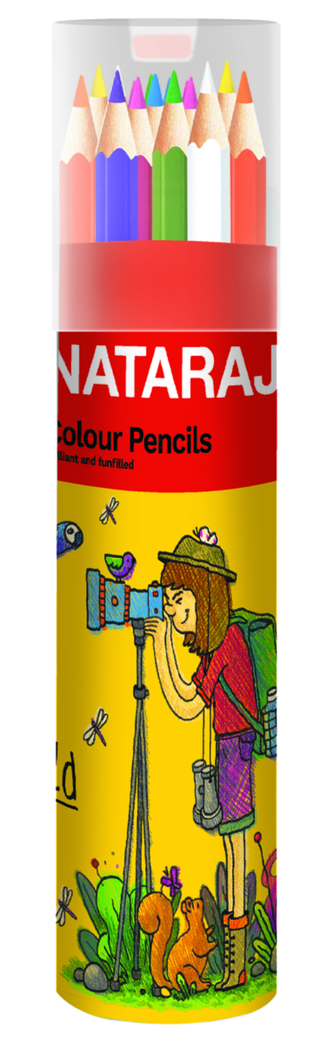 NATARAJ עפרונות צבעוניים 24 צבע קופסה מתכת עגול