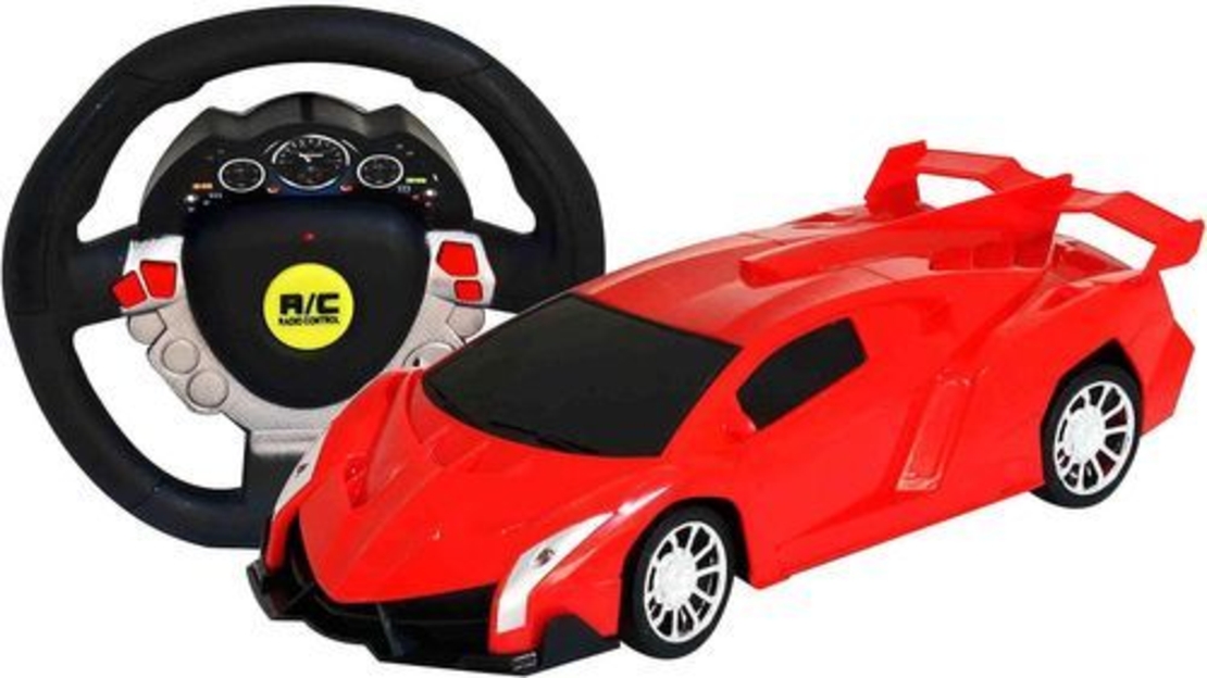 מכונית מרוץ עם אורות ושלט רחוק בצורת הגה (מגוון צבעים) צעצועי שירן