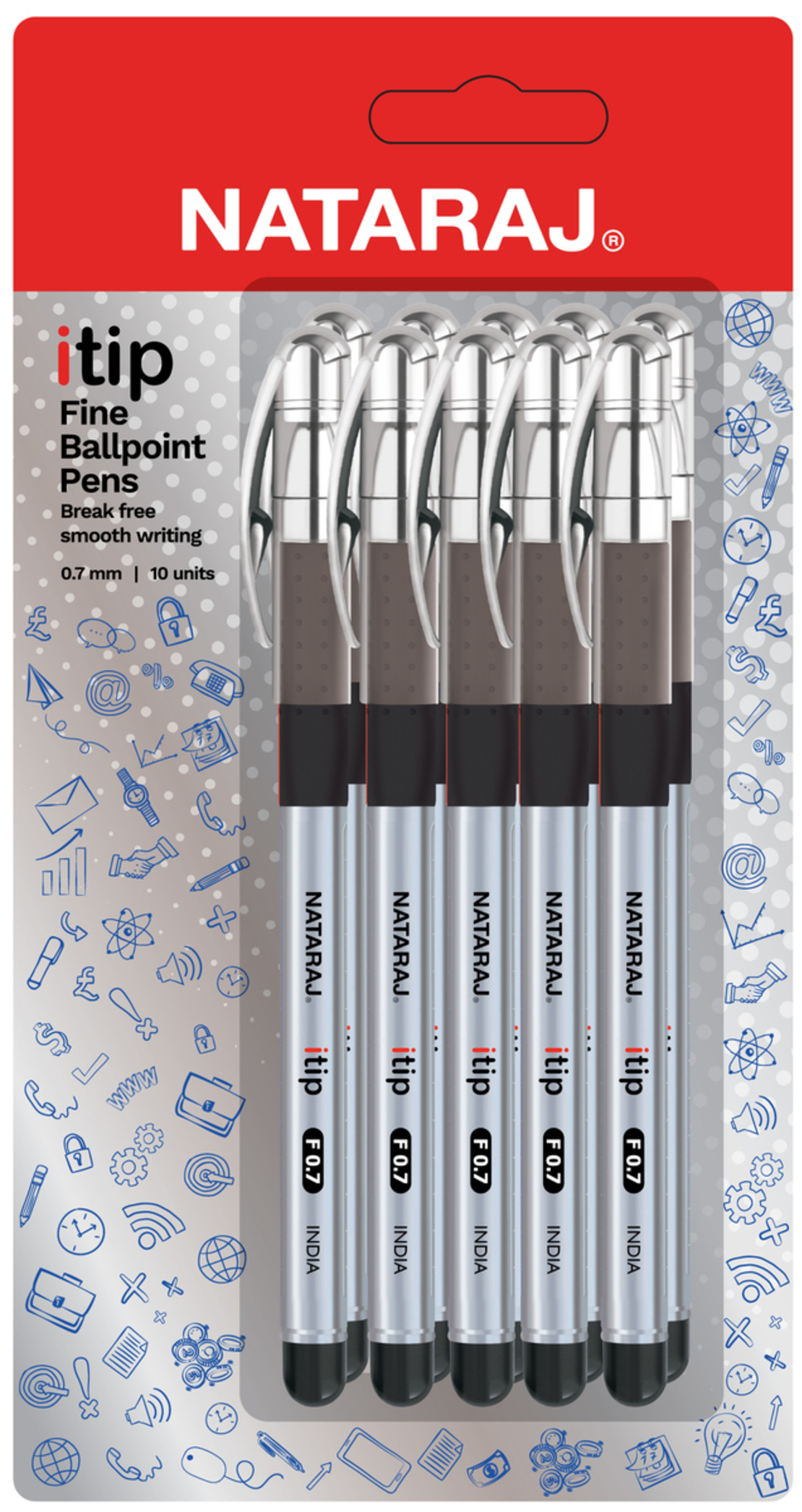 NATARAJ ITIP FINE BALL 0.7 BLACK X10