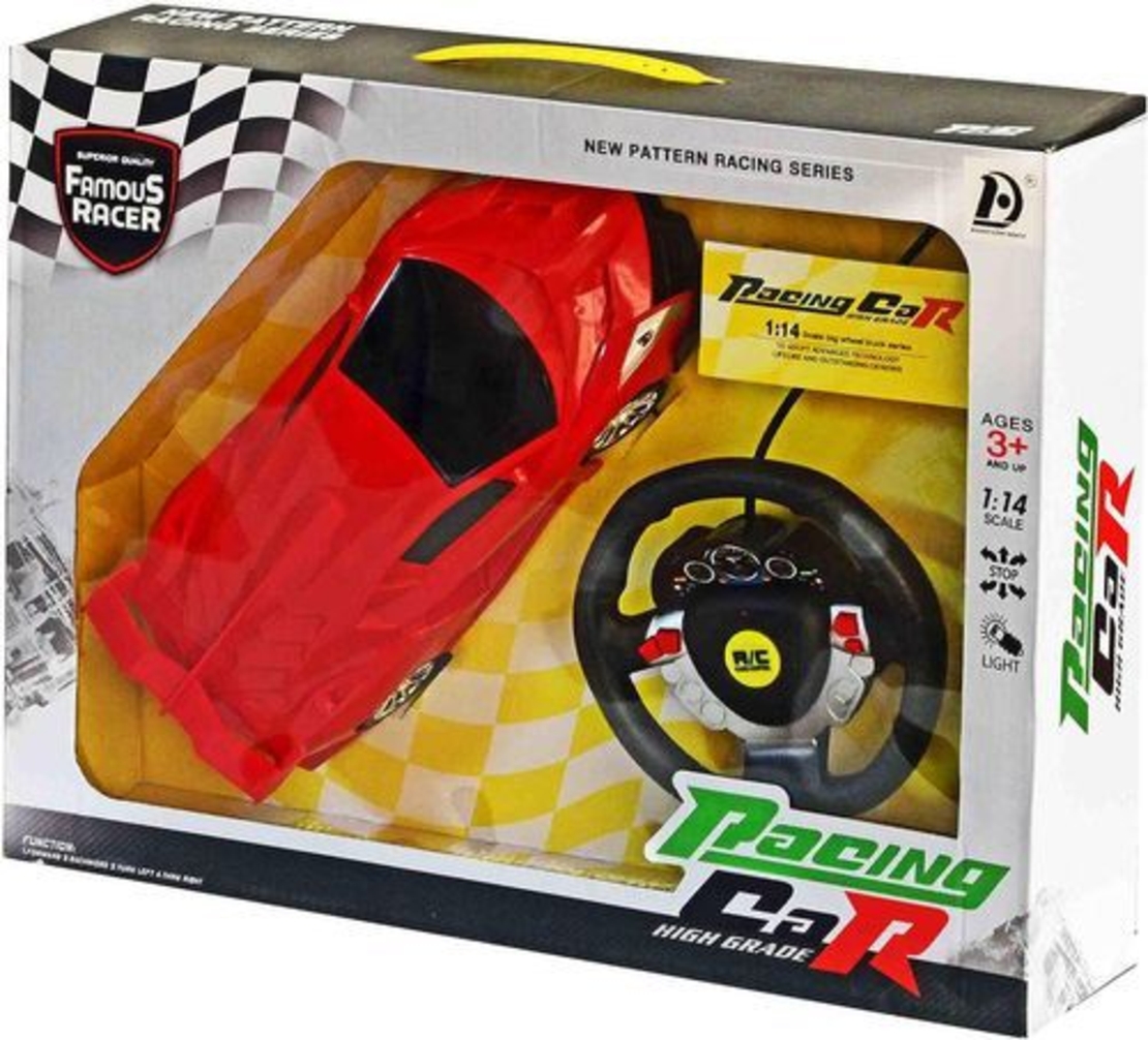 מכונית מרוץ עם אורות ושלט רחוק בצורת הגה (מגוון צבעים) צעצועי שירן