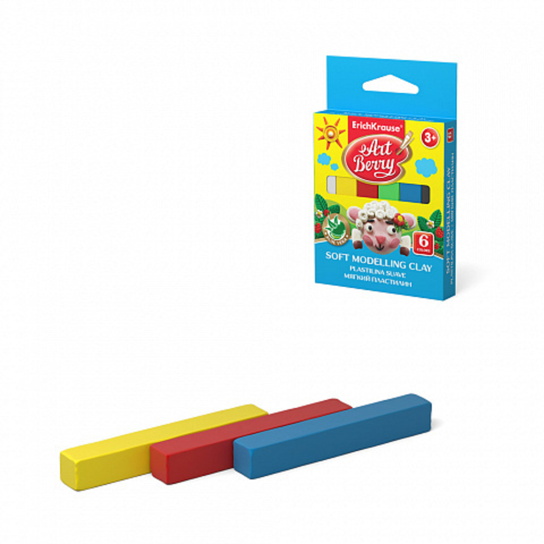 פלסטלינה רך עם אלווירה 6 צבעים ARTBERRY