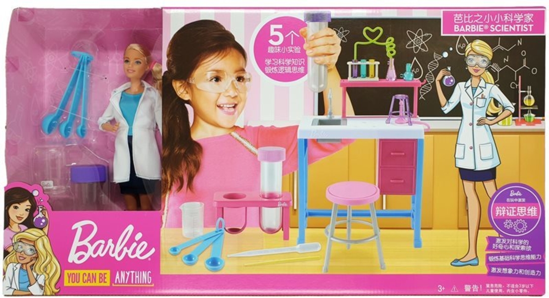 בובת ברבי המדענית ערכת מדע.