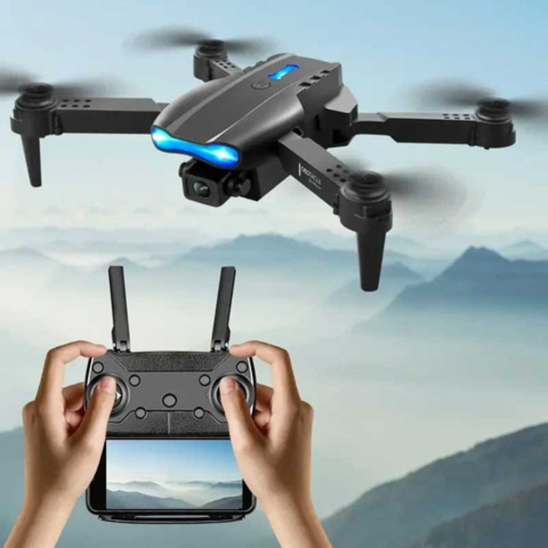 רחפן נטען Selfie Drone עם 2 מצלמות WIFI, זרועות מתקפלות ושלט רחוק