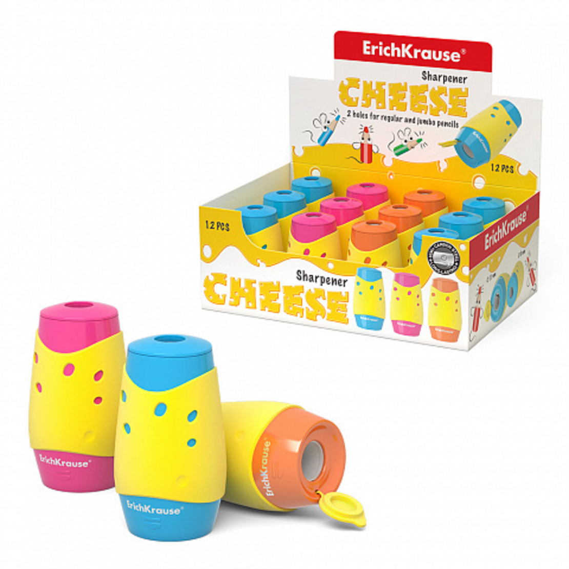 מחדד כפול צורת גבינה 12 יח' במארז